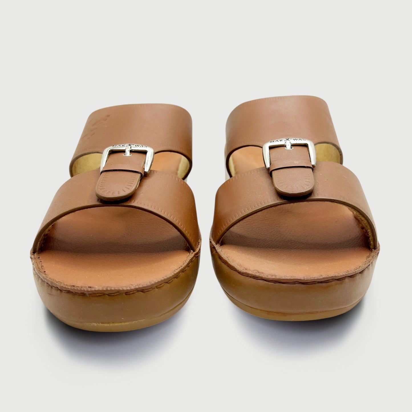Marwas 2000 Buckle - Premium Tan Brown Cow Leather Arabic Slippers