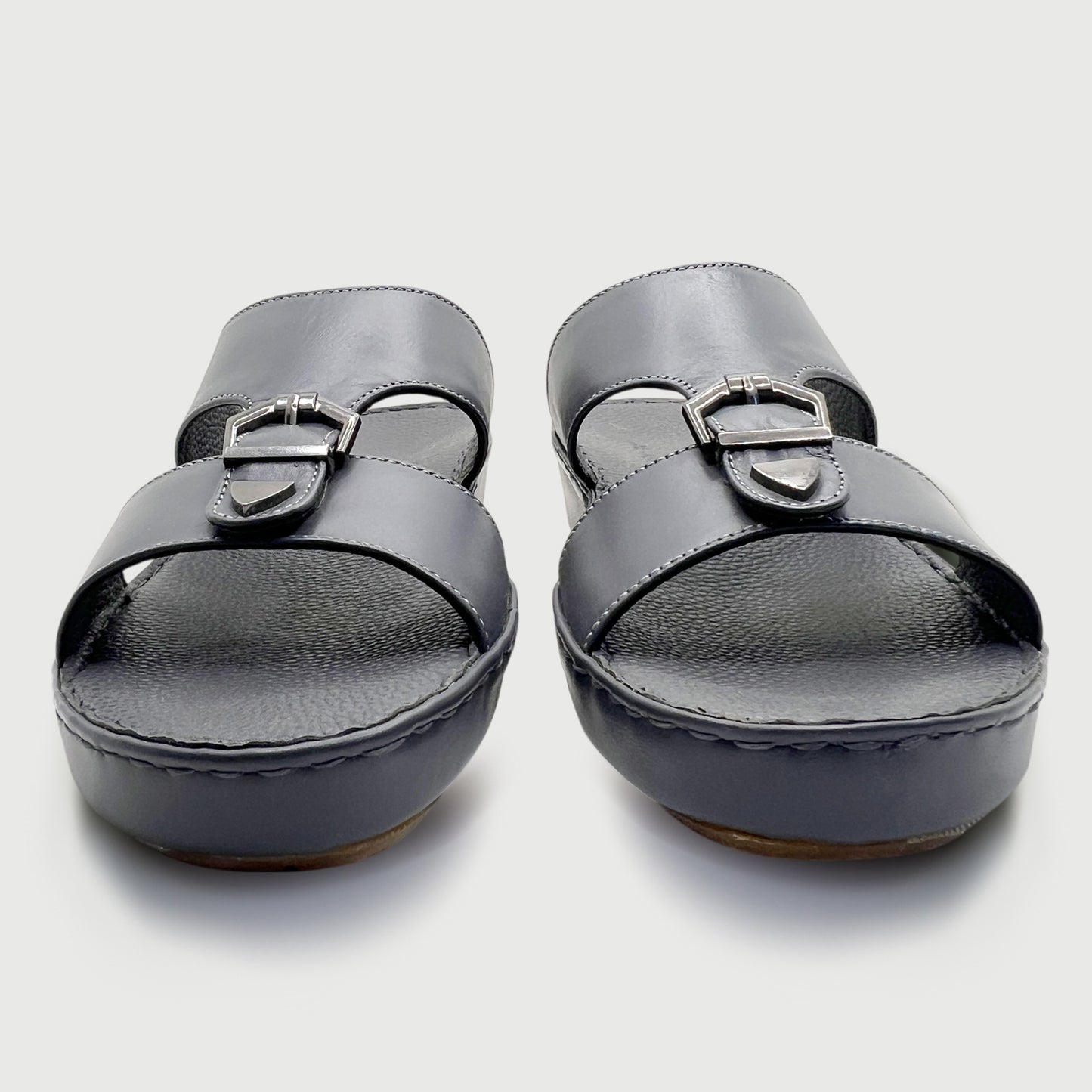 Premium Al Mandoos 125 Grey - Luxury Grey Cow Leather Arabic Slippers