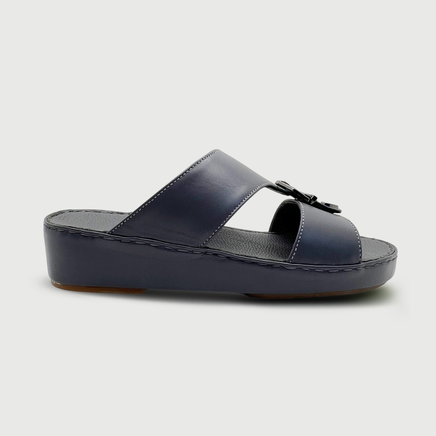 Premium Al Mandoos 125 Grey - Luxury Grey Cow Leather Arabic Slippers