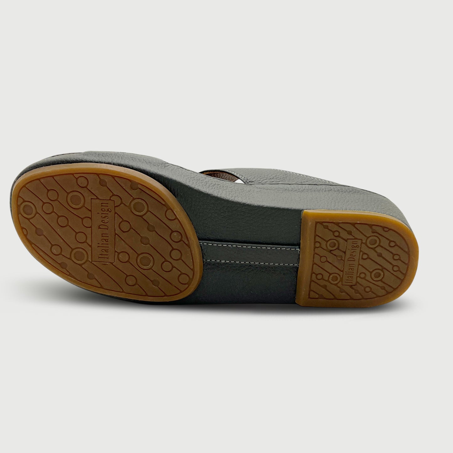 Enzo 131 Grey - Premium Textured Leather Arabic Slippers with Gold Hardware