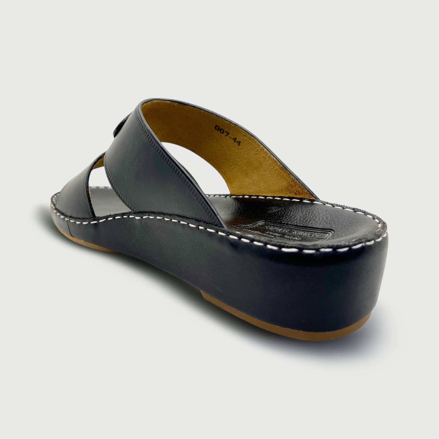 Marwas Pan Shape 007 - Premium Black Cow Leather Arabic Slippers
