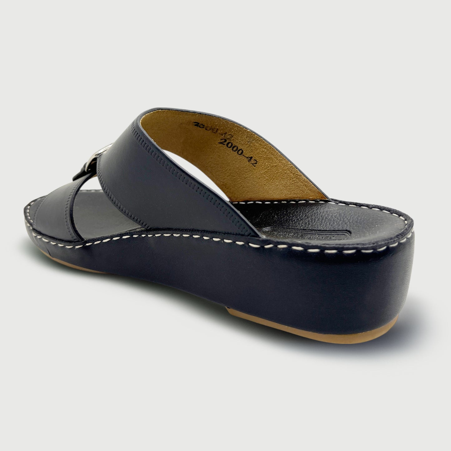 Marwas 2000 Buckle Black - Premium Black Cow Leather Arabic Slippers