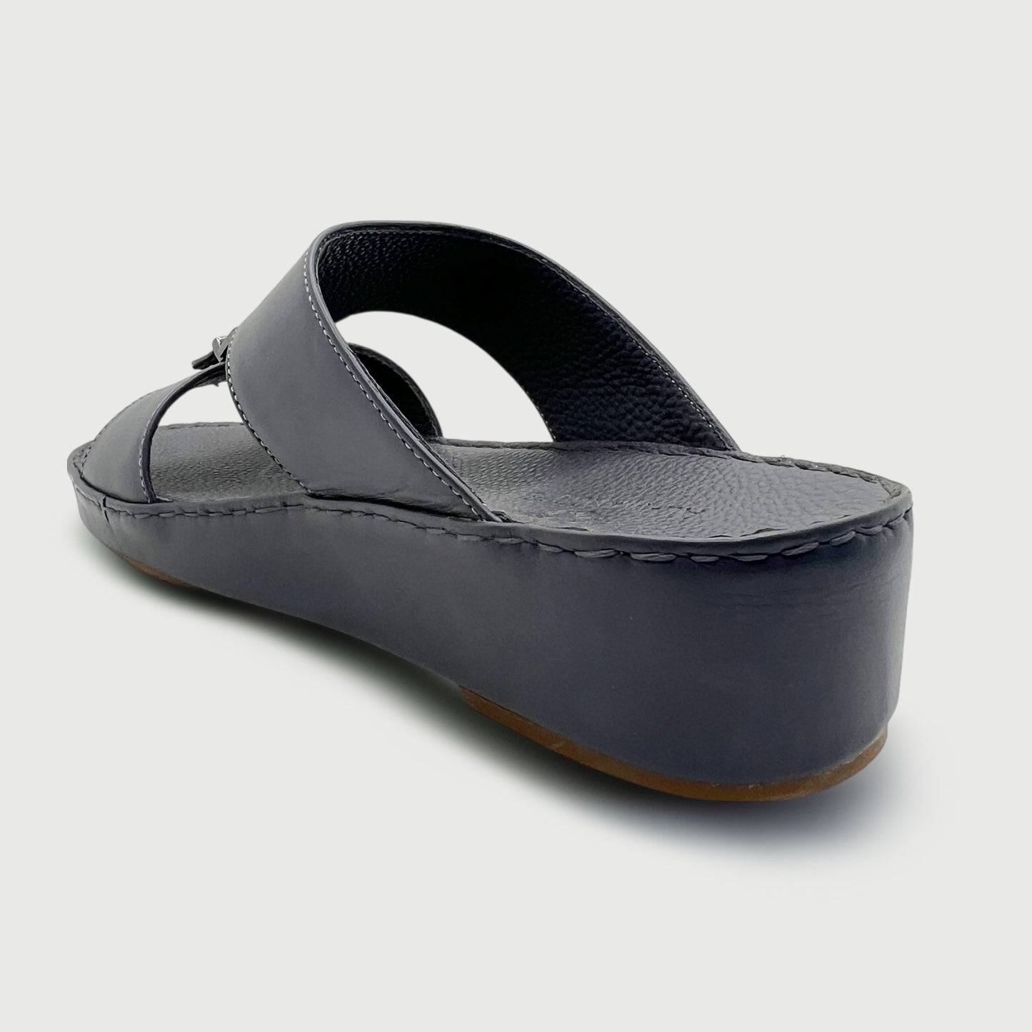 Premium Al Mandoos 125 Grey - Luxury Grey Cow Leather Arabic Slippers