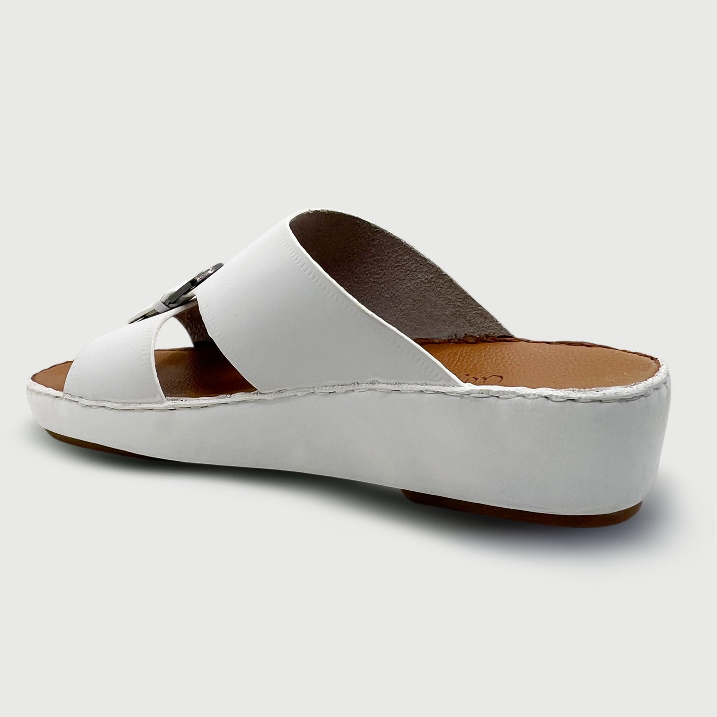 Naurus 139 White - Premium White Cow Leather Arabic Slippers