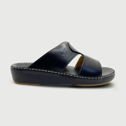 Marwas Pan Shape 007 - Premium Black Cow Leather Arabic Slippers