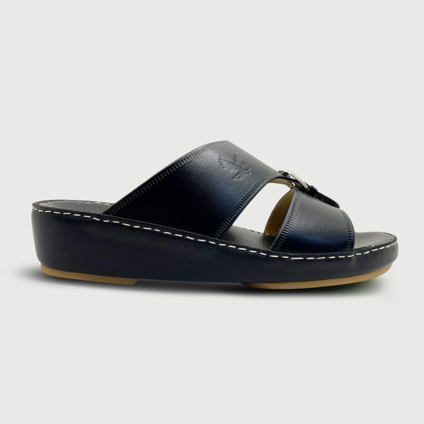 Marwas 2000 Buckle Black - Premium Black Cow Leather Arabic Slippers