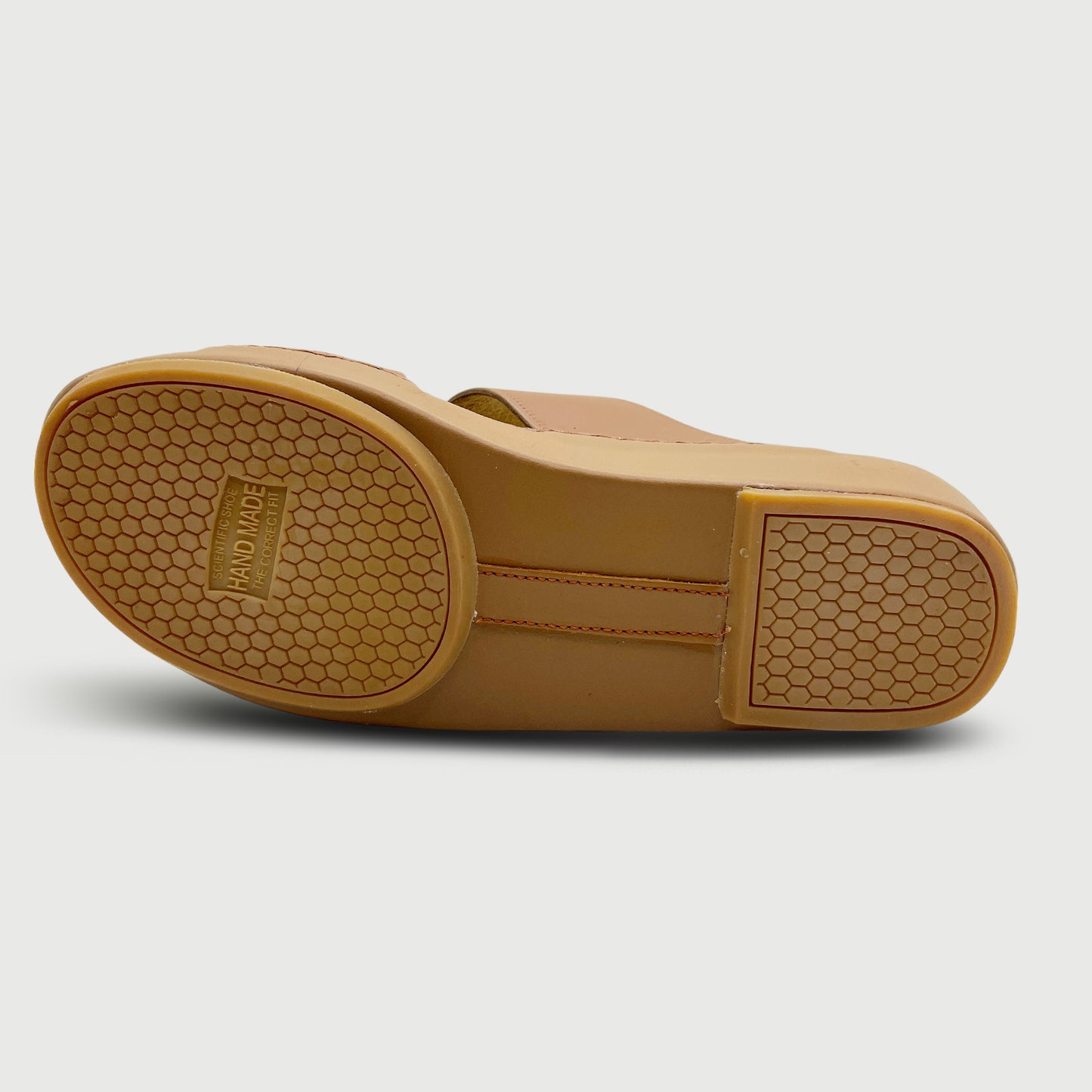 Marwas Pan Shape 007 - Premium Tan Brown Cow Leather Arabic Slippers