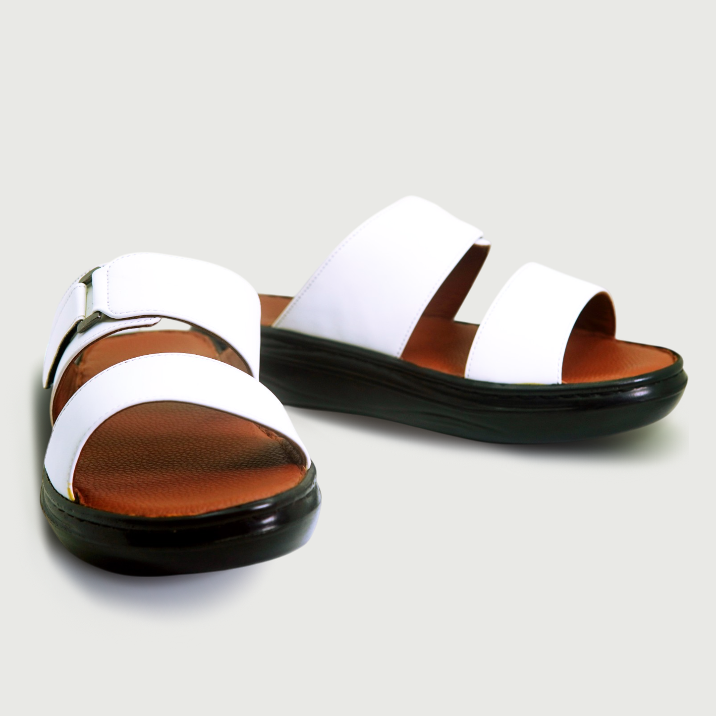 SPENZO Elegance - Dual Strap Comfort Slides (Art.738) - White