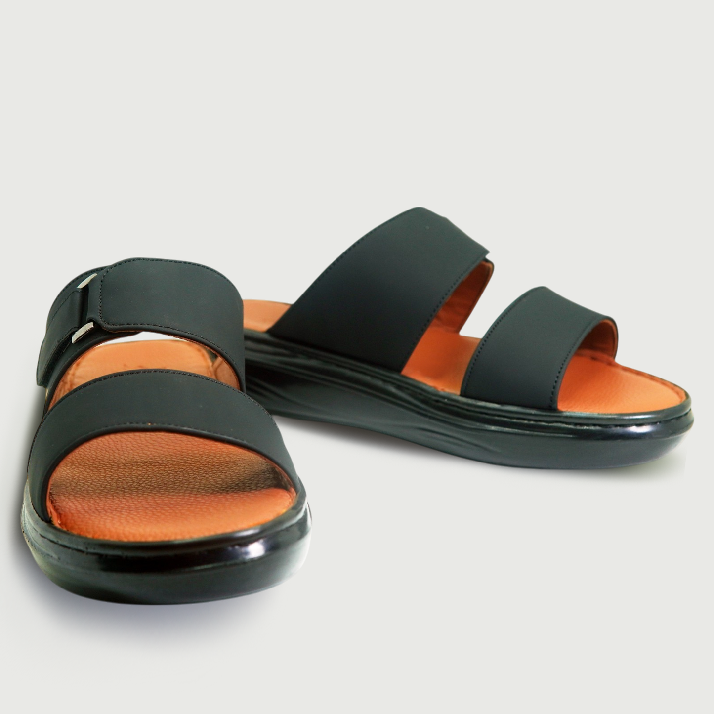 SPENZO Elegance - Dual Strap Comfort Slides (Art.738) - Black