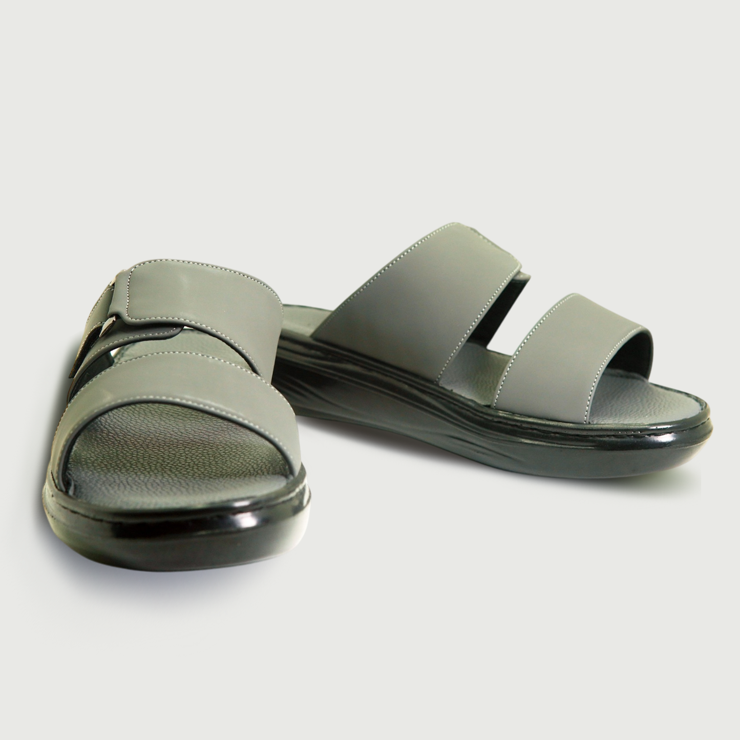 SPENZO Elegance - Dual Strap Comfort Slides (Art.738) - Grey