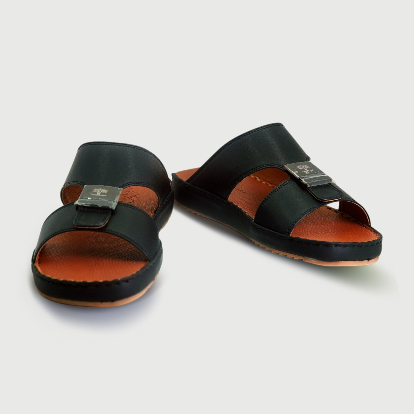 Morvito Classic Buckle Slides - Black & Tan