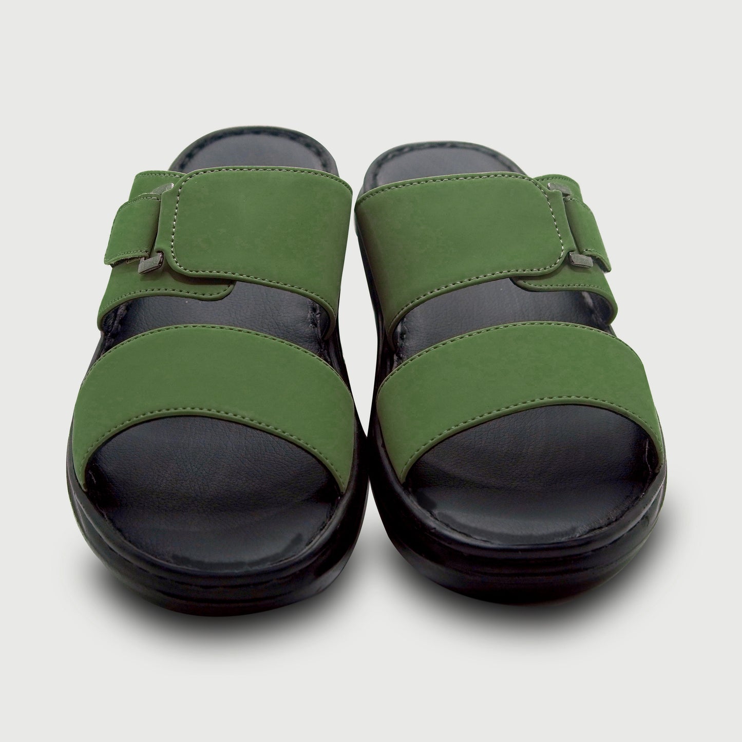 SPENZO Elegance - Dual Strap Comfort Slides (Art.738) - Olive